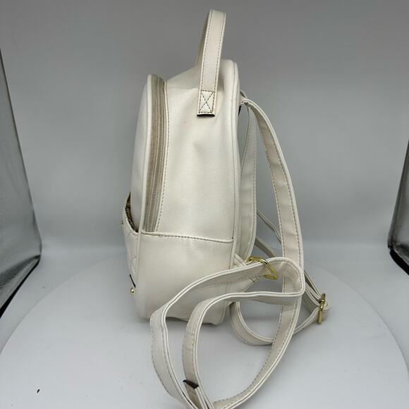Juicy Couture Medium All White Vegan Leather Backpack Quilted Front Gold Accents - Picture 6 of 12